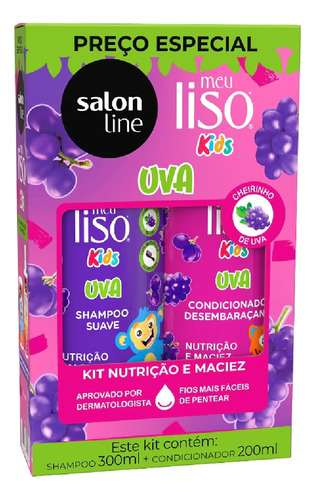Salon Line Meu Liso Kids Uva Kit Sha300ml+cond200ml