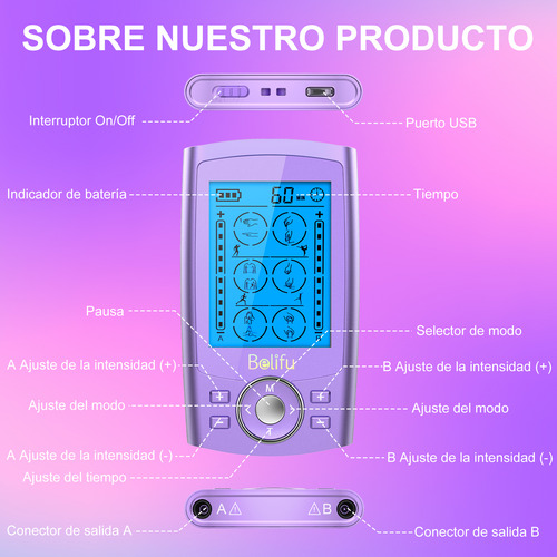 Electroestimulador Muscular Ten Ems Fisioterapia Recargable