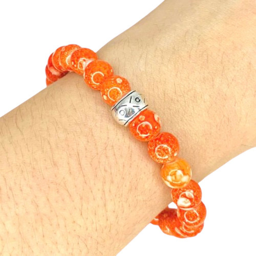 Pulsera Elastico Cristales Naranja Chino Ps 270-198 