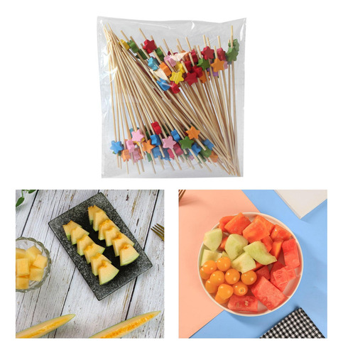 . 100 Piezas Palillos De Cóctel Brochetas De Estrella Mixta