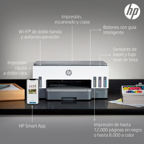 Impresora Multifuncional Hp Smart Tank 720 Tinta Continua Color Wi-fi Smart App Dúplex