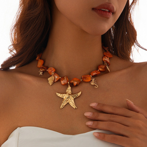 Collar De Cadena De Conchas Bohemio Con Colgante De Estrella