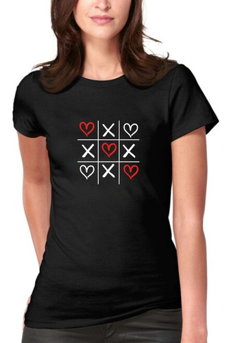 Polera Estampado Enamorada Tic Tac Toe Amor Moda Mujer