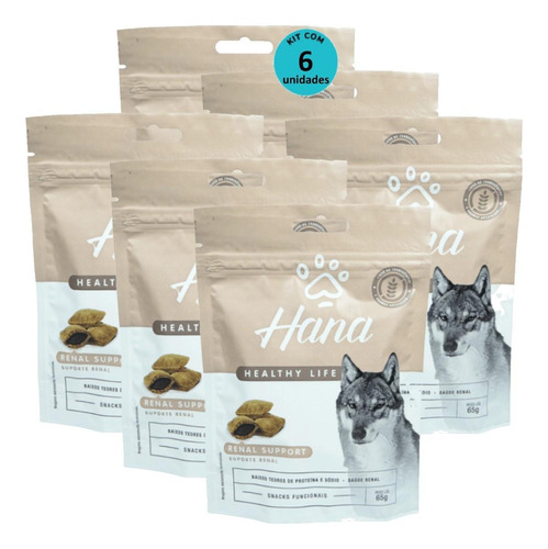 Hana Suporte Renal 65g Snacks Para Cães Adultos Kit Com 6 Un