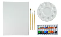 Comprar Lienzo + Acrilicos 10 Und + Pinceles Kit De Pintura !!!!!!