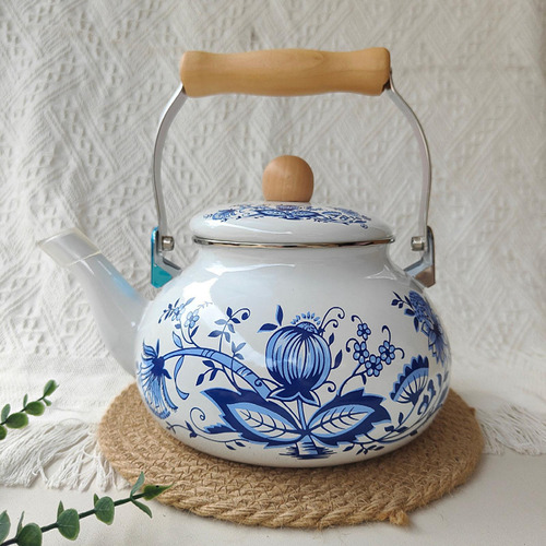 Tetera Esmaltada, Cafetera Vintage De 2,5 L Con Mango,