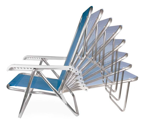 Cadeira De Praia Piscina Campo Aluminio 8 Posições Azul 2267