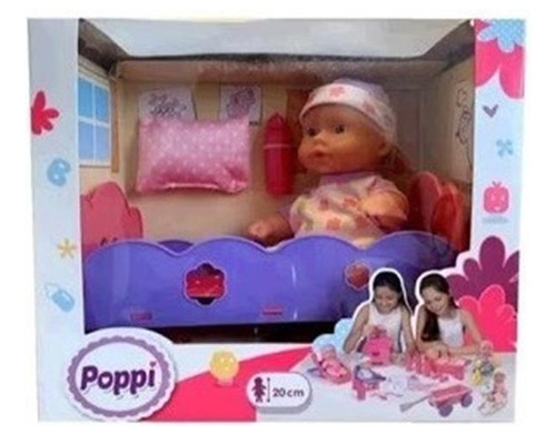 Juguete Muñeca Bebe Bebote Con Cunita Poppi  