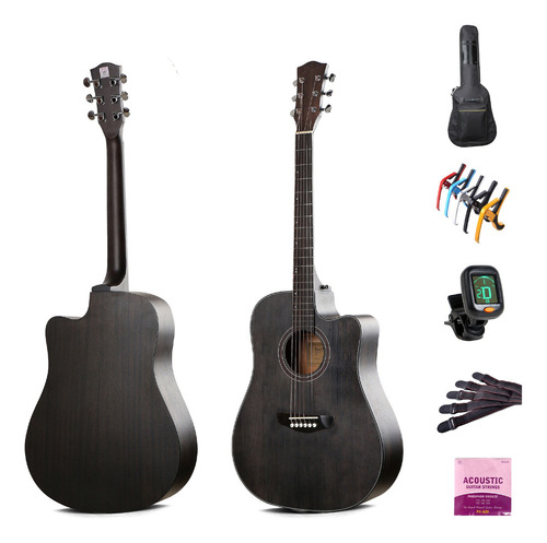 Guitarra Acustica 41 Abeto Caoba Color Negro Mate Accesorios Color Gris Orientación de la mano Diestro