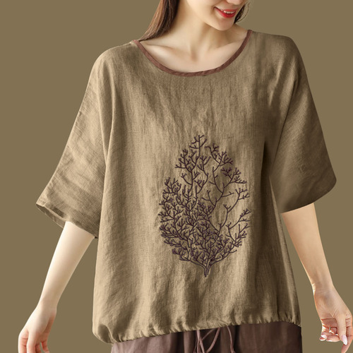 Camiseta Sin Mangas Lisas Con Cuello Redondo Y Manga Media P
