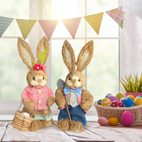 4 Piezas De Pie De Pascua Figurita Muñeca 35cm Adornos