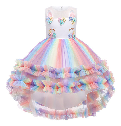 Vestido Infantil 2021 De Tul Unicornio Para Niña, Un Solo En