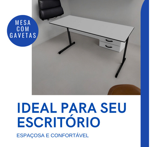 Mesa De Escritório Com 2 Gavetas, Com Chaves Home-office