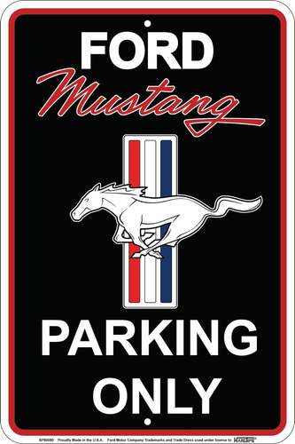 Cartel De Estacionamiento Exclusivo Ford Mustang Negro