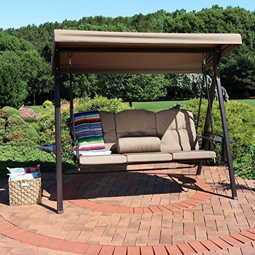 Imagen 2 de 7 de Sunnydaze Banco Columpio Para Patio Al Aire Libre Para 3 Per