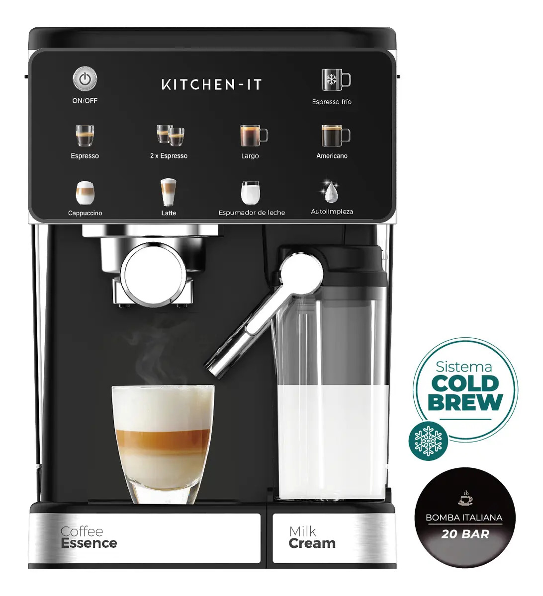Cafetera Espresso Power Brew 9 En 1 Kitchen-it Negro