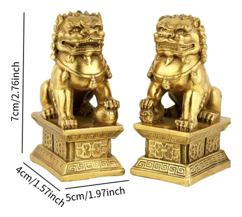 2 Figuras De Leones Guardianes De , Decoración 5cmx4cmx7cm