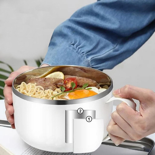 Tazón De Ramen De Acero Inoxidable Con Tapa, Taza De Fideos