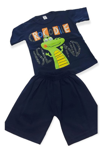 Conjunto Niños Remera Y Short Con Apliques Y Ojos Movibles