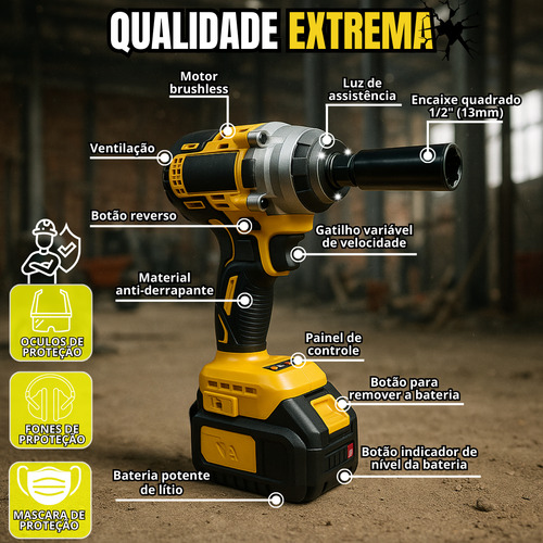 Chave De Impacto 48v Com Baterias De Lítio De Longa Duração