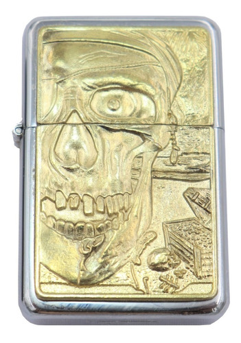 Encendedor Plata Brillante Calavera Pirata