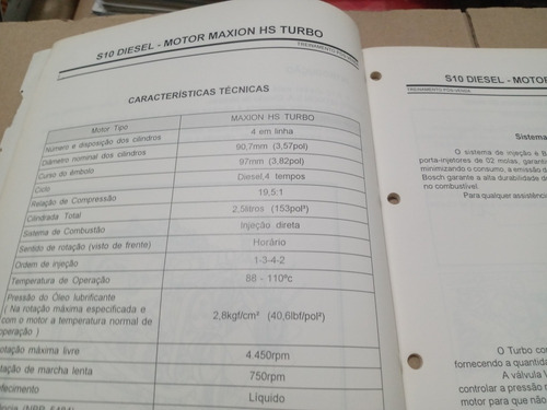 S10 Diesel Manual Catálogo Do Motor Maxion Hs Turbo Diesel (Usado)