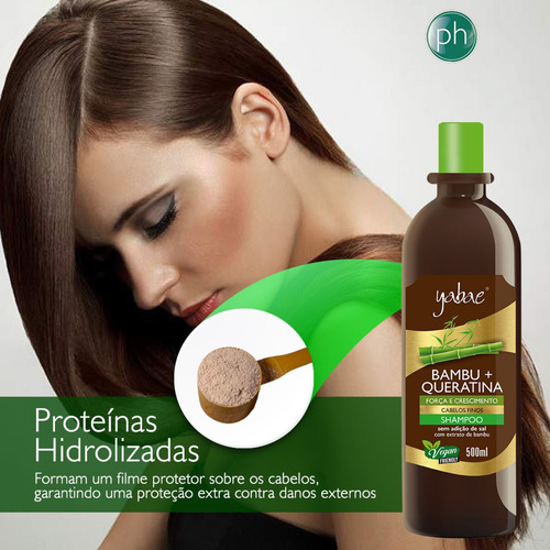 Shampoo Vegano Bambu + Queratina 500ml Yabae