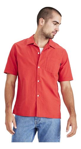 Camisa Hombre Camp Collar Regular Fit Roja Dockers