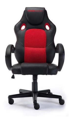 Silla gamer giratoria Momo Design Momo Design  negra y roja con tapizado de piel sintética y tela