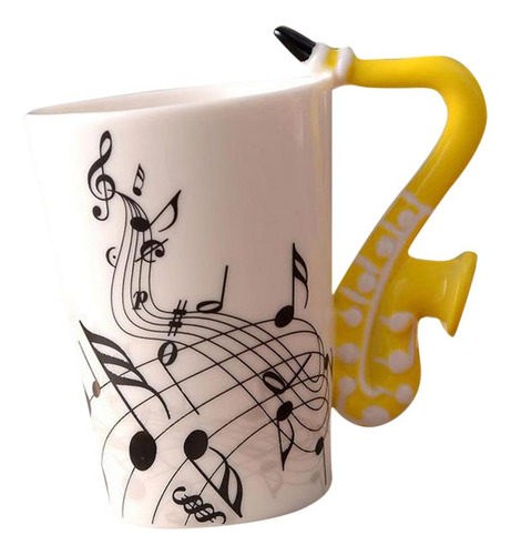 Taza De Taza De Saxofón Amarillo 10x7.5cm Saxofón Amarillo