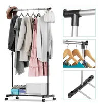 Comprar Perchero De Pie Movil Shoppy Barral Simple Con Rueditas Altura Regulable Mobiliario Organizador De Ropa