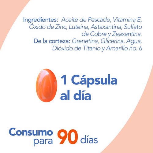 Luteína, Zeaxantina y Astaxantina con Vitamina E, Zinc, Cobre y Omega 3 90 Cápsulas Fórmula Nutricional para Vista y Bienestar Diario Natgel
