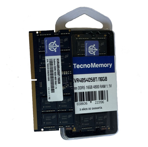 Memoria Ram Tecnomemory Sodimm Ddr5 16gb 4800mhz Kvr48s40s8t