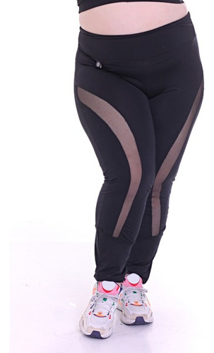 Calza Dama Deportiva Fitness Con Transparencia Talle Grande