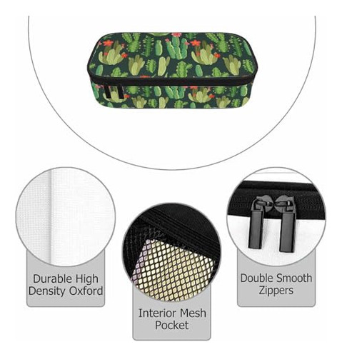 Estuche Para Lápices Flores Tropicales Color Verde