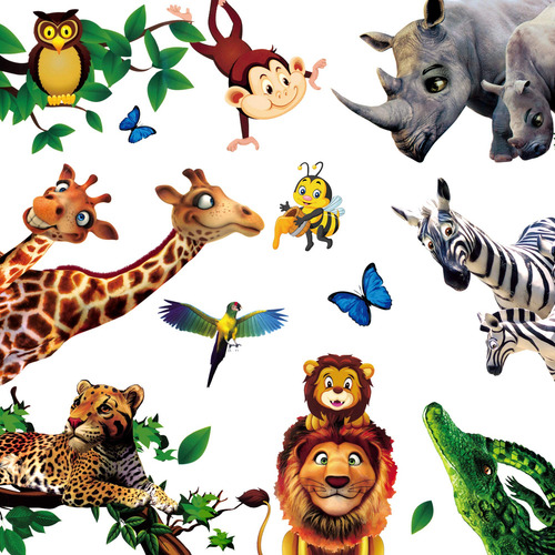 Adhesivos De Pared Am Amaonm Con Dibujos Animados De Zoológi