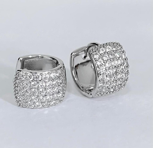 Brinco Argola 5 Fileiras Cravejadas Neymar Banho Ouro Branco