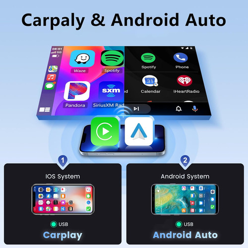 Pantalla Radio Estéreo Carplay 7 Bluetooth 5.0 Android Auto