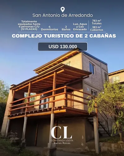 Venta Complejo Turístico De 2 Cabañas Equipadas Frente Al Rio En San Antonio De Arredondo