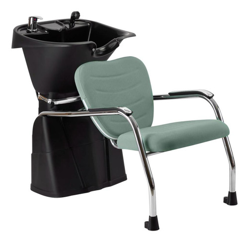 Lavatório De Cabelo Com Cuba Reclinável Dompel Preto/verde