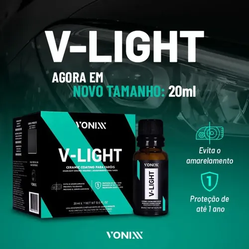 Vitrificador restaurador para faróis v-light 20ml vonixx