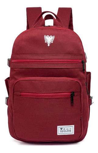 Mochila Feminina Bolsa Escolar Notebook Resistente Cor Vermelho Desenho Do Tecido Liso