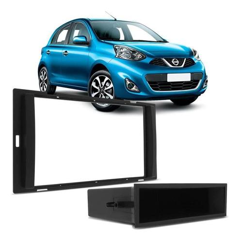 Moldura Painel Nissan March Dvd 2 Din 1 Din Com Porta Objeto