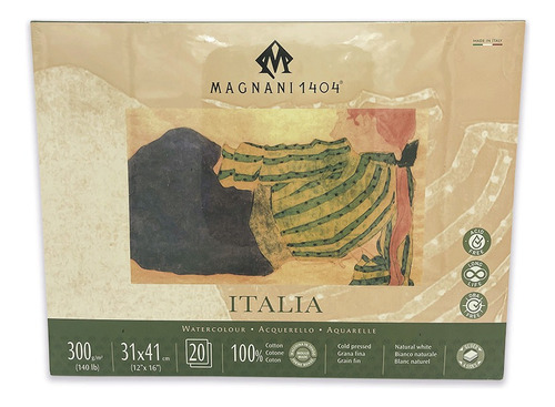 Block Magnani 1404 Acuarela 300g 31x41cm Italia 20 Hojas