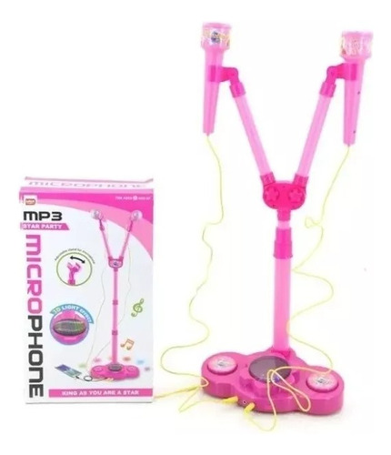 Microfono Doble Juguete Mp3 Luz Karaoke Celular Volumen