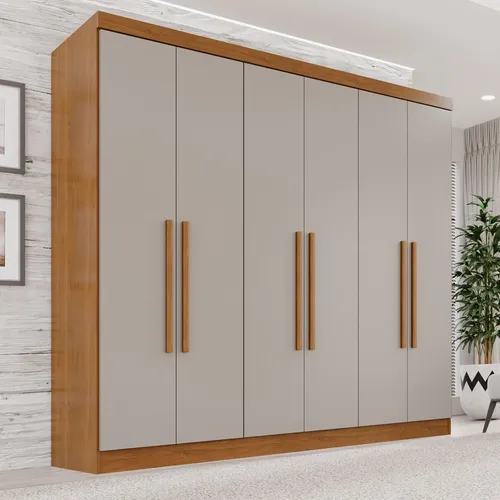 Guarda-roupa Casal 6 Portas 2 Gavetas França WT Cinamomo/Off White