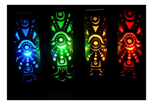 Velador De Bambú - Luminaria De Color - Lampara Diseño
