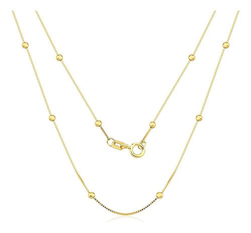 Corrente Choker De Ouro 18k Feminina Bolinha 40cm Cor Amarelo