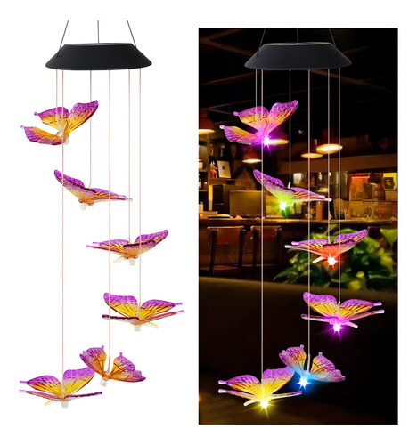 Luces Solares Con Diseño De Colibrí Y Campanilla De Viento