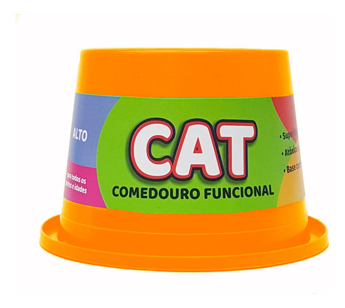 Comedouro Alto Antiformiga Pet Toys Neon Cat 250 Ml  Gatos Cor Laranja